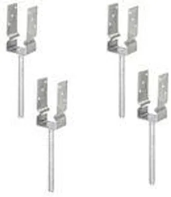 Obrázek produktu pro Alberts 4 x U-Pfostenträger zum Einbetonieren, Riffelstahl-Betonanker, 91x91 mm, feuerverzinkt