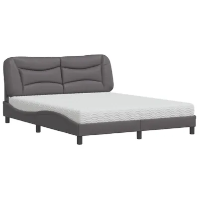 Produktbild von Bett mit Matratze "Hvar" Grau 160x200 cm Kunstleder