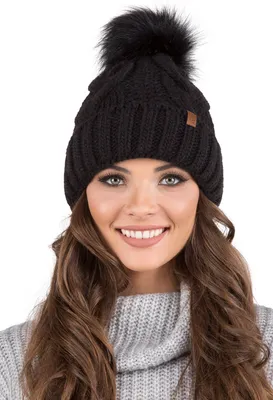 Produktbild von Vivisence Strickmütze damen - Bommelmütze Kopfbedeckung für Winter Herbst - Mütze mit bommel Warme wintermütze frauen Dick gestrickte - Schwarz