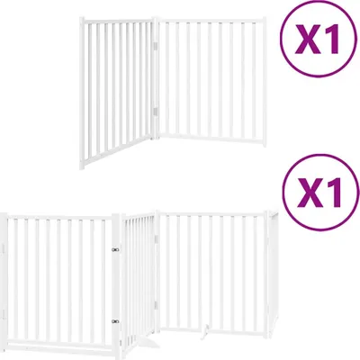 Obrázok produktu pre vidaXL 6-dielna brána pre psov s dvierkami skladacia biela 480 cm topoľové drevo