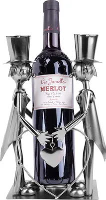 Obrázek produktu pro BRUBAKER Držák na láhev vína Svatební pár Muži Nevěsta a Ženich Dekorativní kovový předmět s blahopřáním pro svatební dar