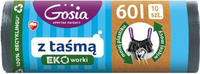 Zdjęcie produktu dla worki na śmieci z taśmą ściągającą 60l A'10 GOSIA
