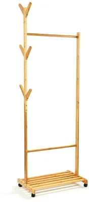 Produktbild von Garderobe Ablage Kleiderständer 57,5 x 173cm asymmetrisch Bambus