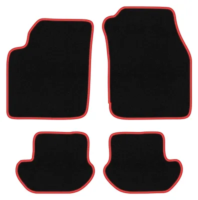 Productafbeelding van Velours automatten voor Ford Ka MK1 1998-2006 (hatchback) – 4-delig, zwart/rood, op maat – Wielganizator CARLUX