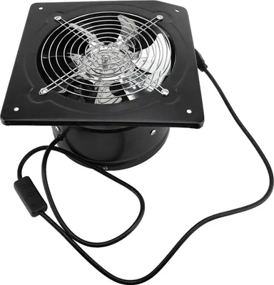 Image de ventilateur d'extraction 3 trous avec interrupteur Ventilateur silencieux pour hotte de cuisine, salle de bain, usage industriel Noir 8 pouces 80W