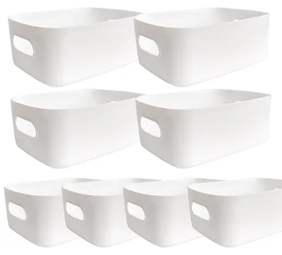 Productafbeelding van Opbergbox-set - Met handgrepen voor organisatie in keuken en badkamer - 8 stuks, 4 grote manden van 30 cm en 4 middelgrote manden van 25 cm