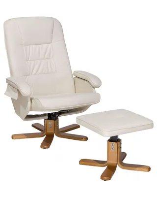 Produktbild von BELIANI Massagesessel Cremeweiß Kunstleder Gesteppt mit Fußhocker Heizfunktion Liegefunktion Drehbar Büro Arbeitszimmer Drehsessel Polstersessel