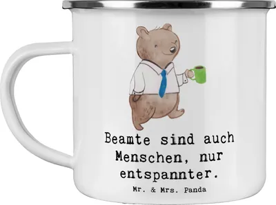 Produktbild von Mr. & Mrs. Panda Pott Beamtin Entspannt - Weiß - Geschenk, Berufsalltag, becher emaille, Behörden, personalisierte Geschenke, Tasse, Kaffeepott, Organisation, Beruf