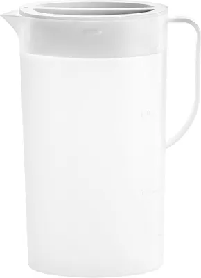 Produktbild von Kunststoffkrug mit Deckel, umweltfreundliche Karaffen, Mischgetränke, Wasserkrug für heiße/kalte Limonade, Saft, Getränkeglas, Eistee-Wasserkocher, weiß, klein, 1500ml