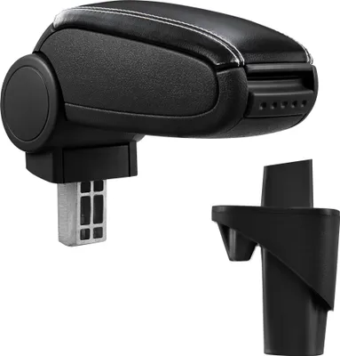 Produktbild von [pro.tec] Mittelarmlehne Passgenau für Opel Agila A (Bj. 2000 - 2007) und Suzuki Wagon R+ (Bj. 2000 - 2006) - Armauflage mit Staufach - gepolstert - schwarz Kunst-Leder mit weissen Nähten