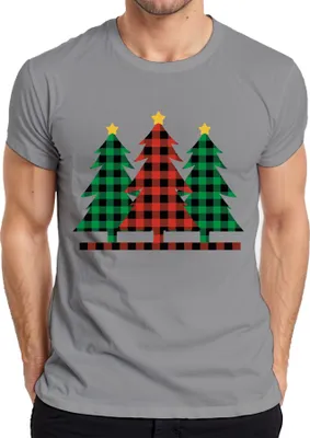 Produktbild von Weihnachtsbaum Karo Kariert - Weihnachten Weihnachtsgeschenk Christmas Herren T-Shirt, Grau, L