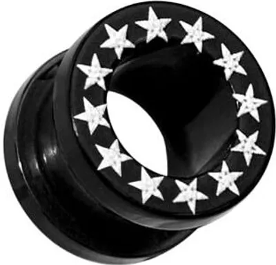 Produktbild von Karisma Ohr Flesh Acryl Tunnel Piercing Screw Mit Weissen Sternen Vftbks.10mm
