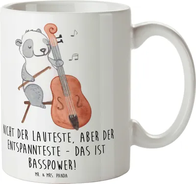 Produktbild von Mr. & Mrs. Panda Teetasse Bassgitarre Entspannt - Weiß - Geschenk, Bassist, Instrument, lernen, Tasse mit Spruch, Kreativität, Lautstärke, Musik, Musikinstrument, haferl