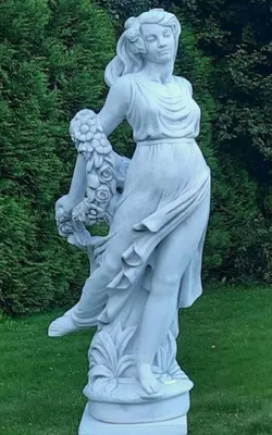 Produktbild von Casa Padrino Jugendstil Garten Deko Skulptur Dame Grau H. 175 cm - Elegante Garten Deko Stein Figur - Barock & Jugendstil Garten Deko Accessoires
