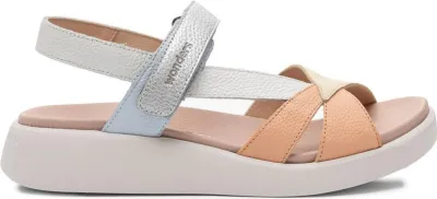 Produktbild von Damensandalen C6552 aus Naturleder Pastellfarben 4 cm Plateau Klettverschluss