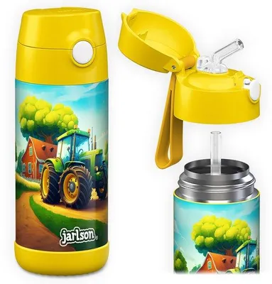 Productafbeelding van Drinkfles voor kinderen 350 ml - roestvrij staal - met rietje - lekvrij en BPA-vrij