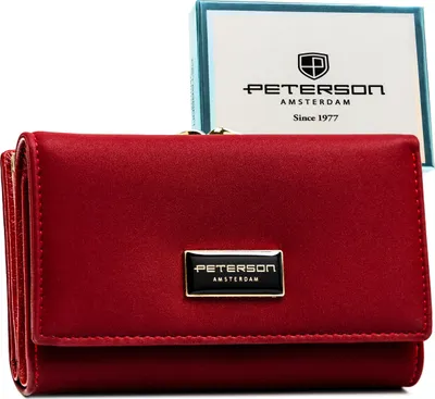 Obrázek produktu pro Peterson dámská peněženka červená přírodní a ekologická kůže RFID 14x9 cm