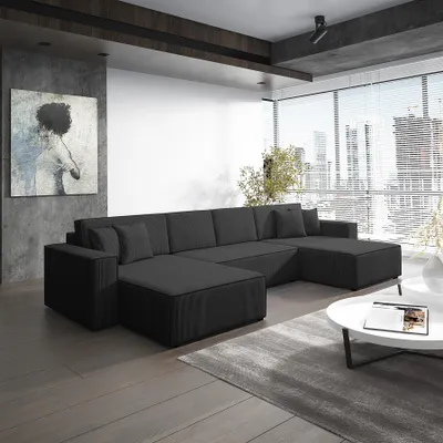 Produktbild von Wohnlandschaft Schlafsofa Sofa CONOR Stoff Poso Schwarz