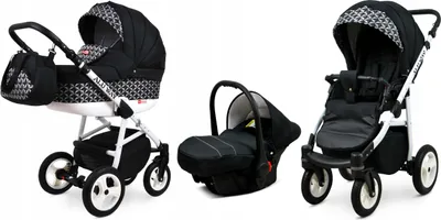 Produktbild von BabyLux® Alu Way | 3in1 Kinderwagen Set | Optical Black | Kombikinderwagen | Kinderwagenset | Bu