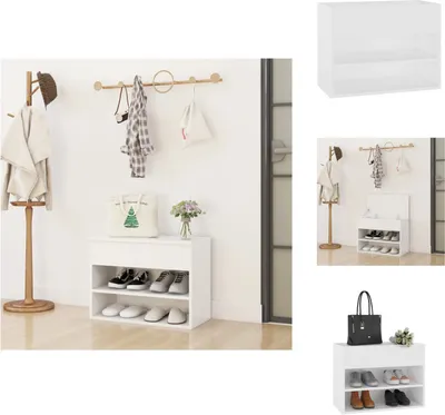 Obrázek produktu pro vidaXL Lavice na boty bílá 60x30x45 cm materiál na bázi dřeva - Botníky a skříně