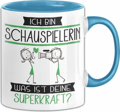 Produktbild von Schauspielerin Geschenk Tasse Ich Bin Schauspielerin Was Ist Deine Superkraft Geschenkidee Lustig Geburtstag Weihnachten (Blau)