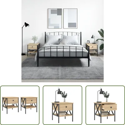 Produktbild von The Living Store Nachttische 2 Stk. Sonoma-Eiche 40x42x45 cm Holzwerkstoff