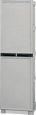 Produktbild von Mehrzweckschrank für den Außen und Innenbereich, 1 türiges Schrank und 3 Polypropylen Regale, 100%  Italy, 50x39h172 cm, hellgraue Farbe