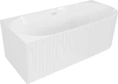 Produktbild von Mexen Gia freistehende Eckbadewanne geriffelt links 170 x 80 cm, weiß glänzend, Überlauf weiß - 52701708000L-20