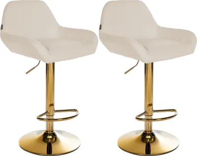 Produktbild von CLP 2er Set Barhocker Braga Stoffbezug mit Goldgestell, höhenverstellbar und drehbar creme