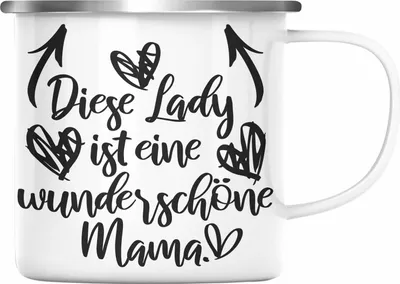 Produktbild von Trendation - Wunderschöne Mama Geschenk Emaille Tasse mit Spruch Emaille Emaille Tasse Mutter Muttertag Geschenkidee (Silber)