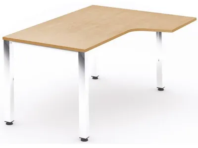 Produktbild von Schreibtisch Executive L-Form rechts BxTxH 160x120x73cm Gestell verchromt Platte Melamin buche.