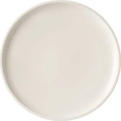 A plain white plate on a white background.