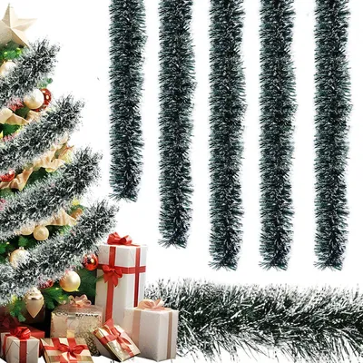 Produktbild von Weihnachtsgirlande Lametta 5 Stück x 2M Grün mit Weiß