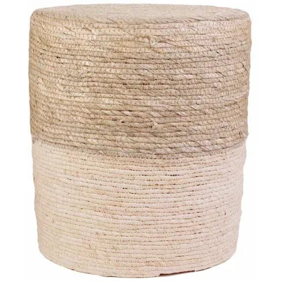 Image de Pouf Tresse Beige - Lot De 2