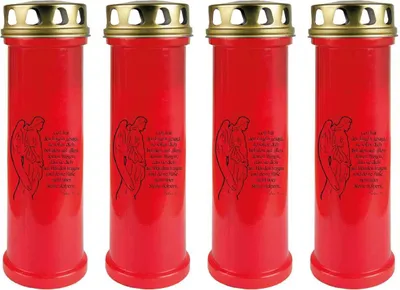 Produktbild von Grabkerze Rot 4er Pack, Brenndauer: 100 Stunden ( je Kerze ), Motiv: Engel