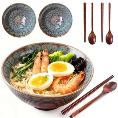 Zdjęcie produktu dla Zestaw misek do ramen z ceramiki z pałeczkami