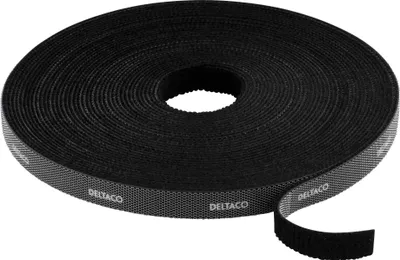 Produktbild von Deltaco CM1010S, Kabelbinder mit Klettverschluss, Velcro, Schwarz
