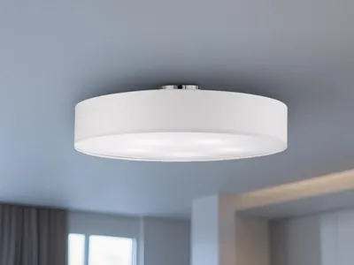 Produktbild von LED Deckenlampe mit Stoffschirm Weiß Ø 65cm, große Flurlampe, Schlafzimmerlampe