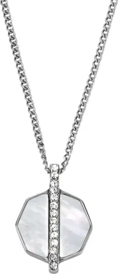 Produktbild von Fossil Halskette mit Anhänger Damen Perlmutt Edelstahl Silber-Ton JF04909040
