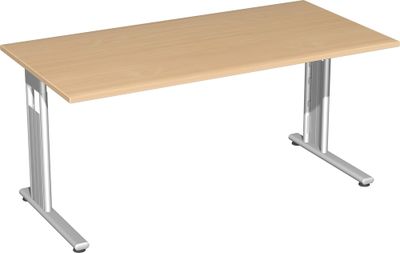 C-Fuß Flex Schreibtisch, gerade, verschiedene Größen und Farben, Farbe Nachbildung:Buche, Größe Tischplatte:180 x 80 cm