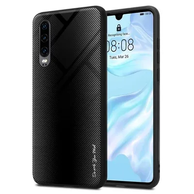 Image de Cadorabo Housse pour Huawei P30 Housse de protection en noir Housse pour portable TPU Etui Cover Case Tempered Glas
