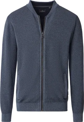 Produktbild von Casa Moda Herren Strickjacke Baumwolle silber uni mit Reißverschluss Langarm