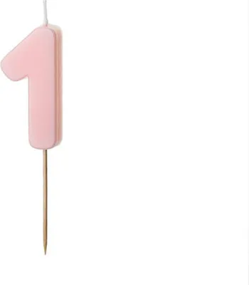 Image de Chiffre 1 bougie d'anniversaire, rose, 5,5cm