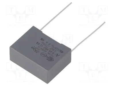 Obrázek produktu pro 5 kondenzátorů: 1,5 µF, rozměry 22,5 mm x 26,5 mm x 11 mm x 20 mm, tolerance ±20%, typ R46KN415040P0M, kondenzátory X2