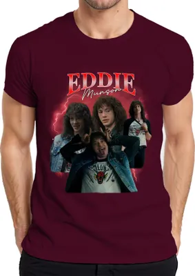 Produktbild von Eddie Munson Hellfire Club Stranger Metal Geschenk Vintage Serie 90s Bootleg Herren T-Shirt, Burgundy, XL