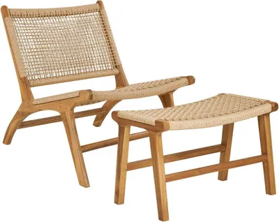 Image de Derby fauteuil avec repose-pieds teck.
