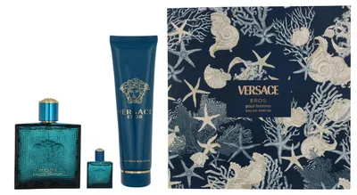 Produktbild von Versace Eros Pour Homme Giftset Edp Spray 100ml/B&S Gel 150ml/Edp Spray 5ml 255 ml