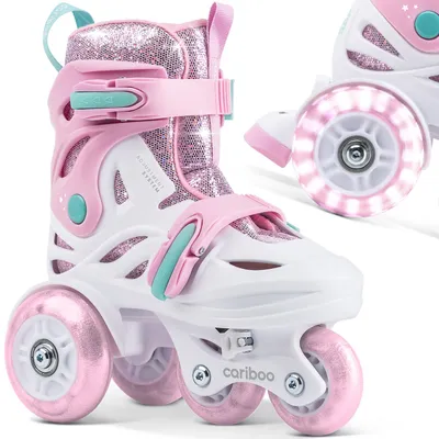 Image de CARIBOO Patins à roulettes en ligne enfants taille réglable Cariboo Ballerina Roues LED roses - XS, Image générée par une IA