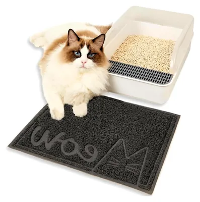 Produktbild von Katzenstreu Matte, 40 x 30 cm, wasserdicht, rutschfeste Katzentoilette für Streuauffang (Grau)