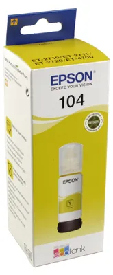 Produktbild von Epson 104 EcoTank Yellow ink bottle, Original, Gelb, Epson, EcoTank ET-4700 EcoTank ET-2726 EcoTank ET-2720 EcoTank ET-2715 EcoTank ET-2714 EcoTank ET-2712..., 65 ml, Tintenstrahl